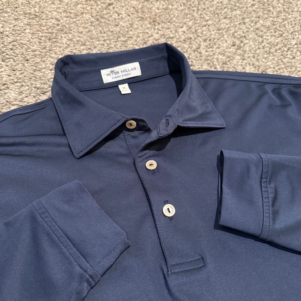 Peter Millar Summer Comfort Performance Golf Polo Mens Medium Navy ME0EK01SLS